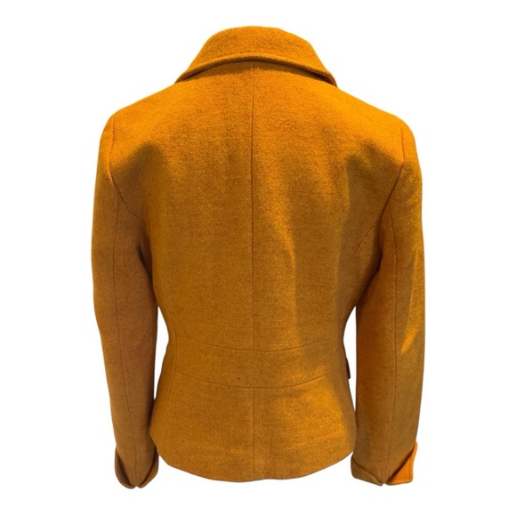 J. Crew Donegal Tweed Ecole Wool Cropped Blazer Size 8 Pumpkin Yellow Marigold - Picture 3 of 13